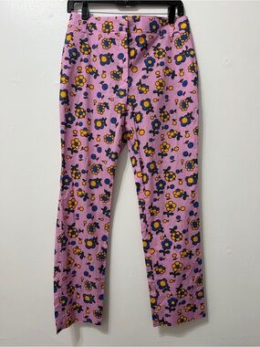 NWOT ODEEH Pink Floral Print Slim Pants